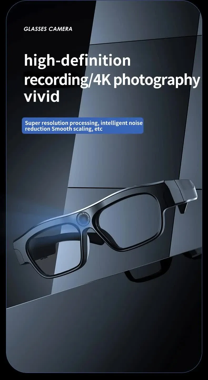 4K Smart Bluetooth Glasses with Camera | 16GB Storage | Multifunctional Dash Cam & Live Streaming Glasses
