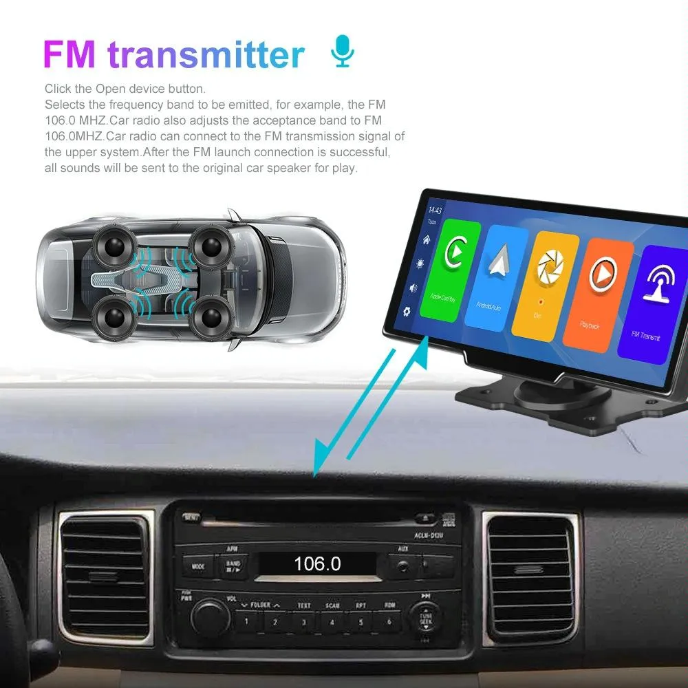 9.3 Hd Wired Smart Player With Wireless Carplay - Split-Screen Display Black