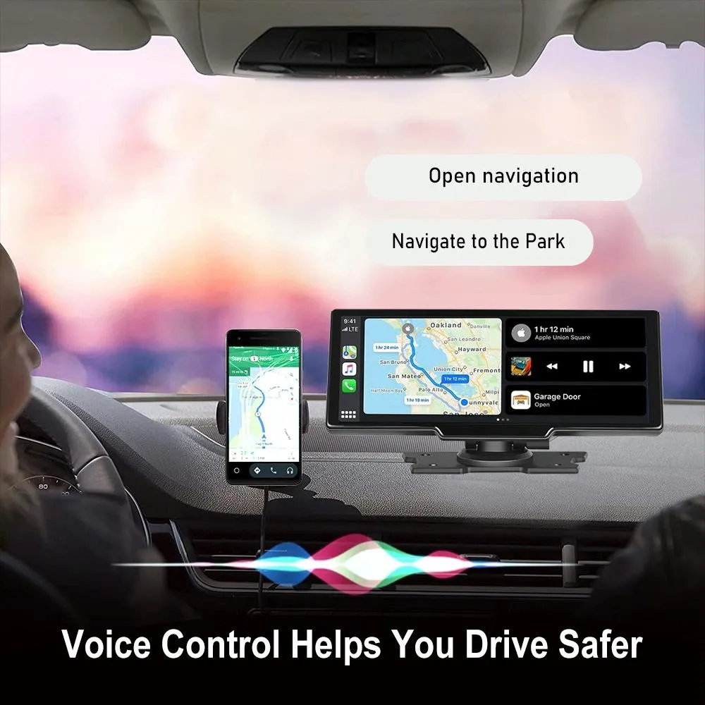 9.3 Hd Wired Smart Player With Wireless Carplay - Split-Screen Display Black
