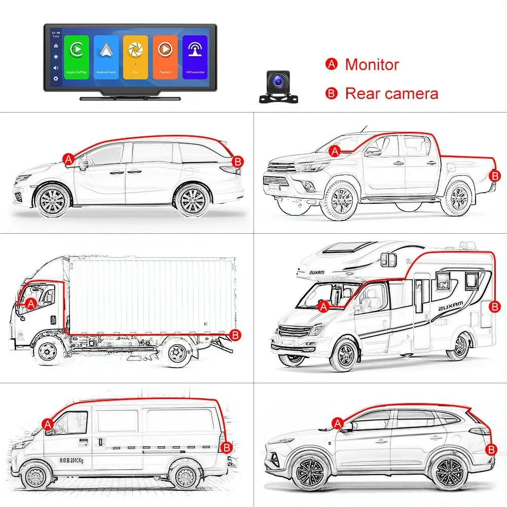9.3 Hd Wired Smart Player With Wireless Carplay - Split-Screen Display Black