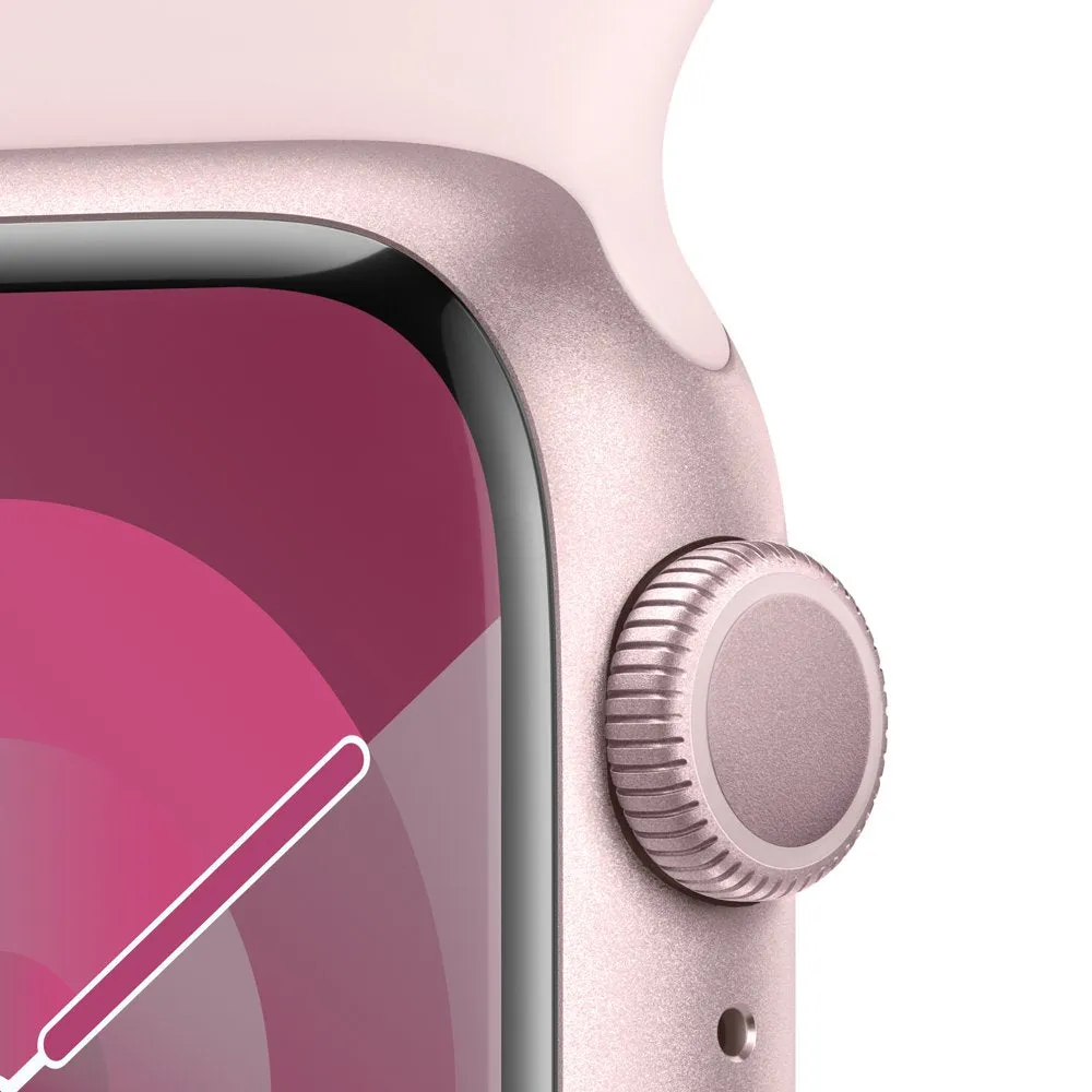 Apple Watch Series 9 GPS 41mm Pink Aluminum Case with Light Pink Sport Band - S/M