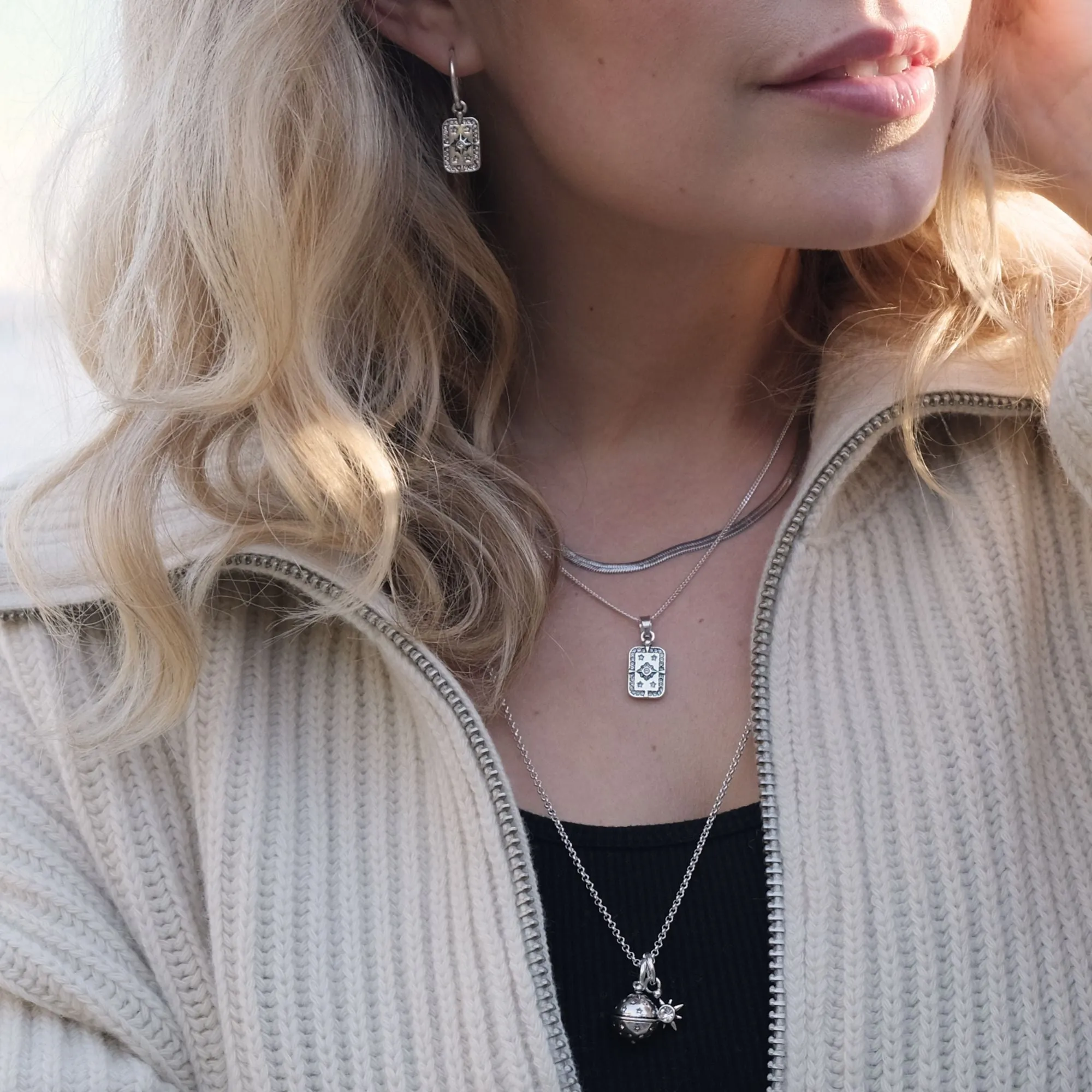 Astro Silver Necklace 65cm