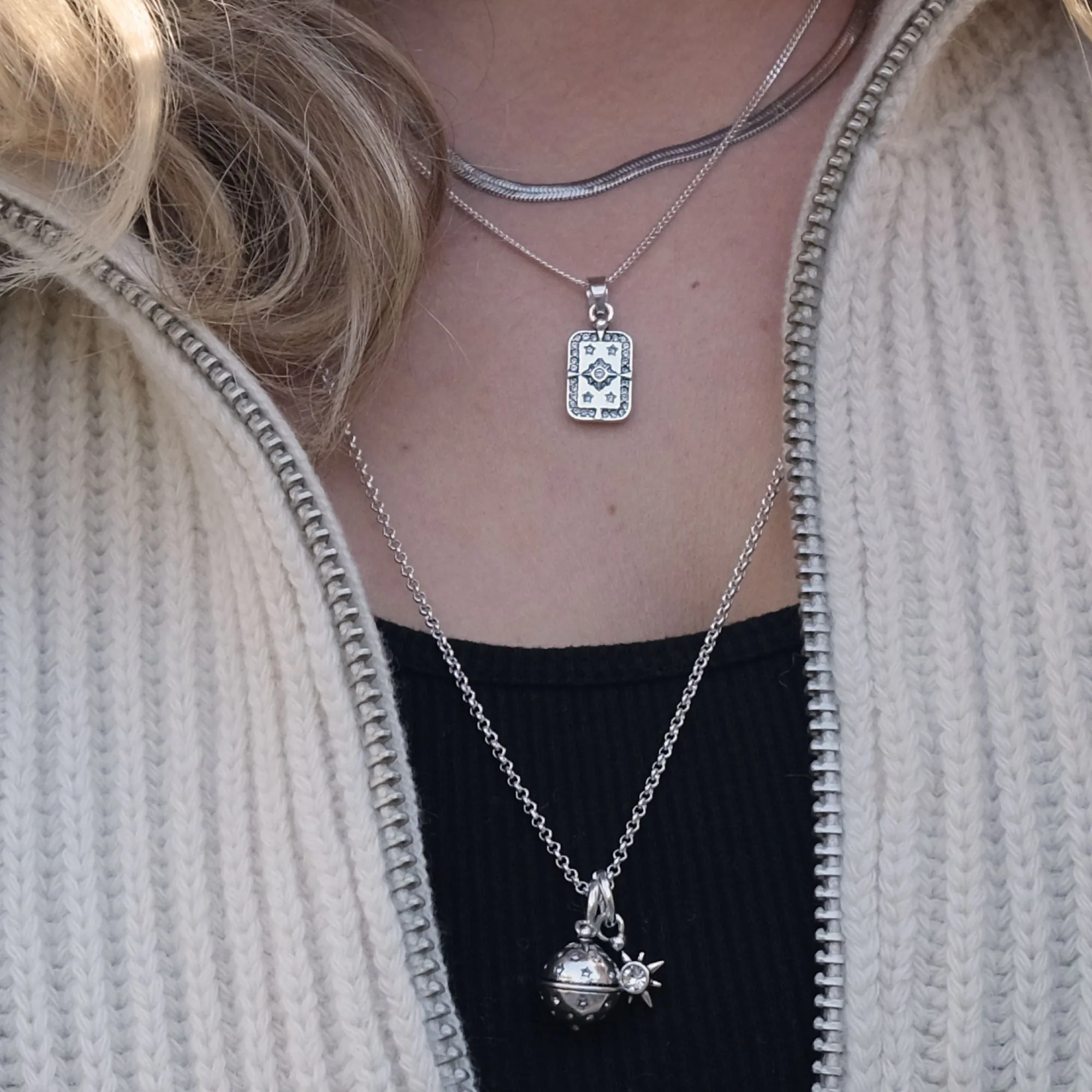 Astro Silver Necklace 65cm