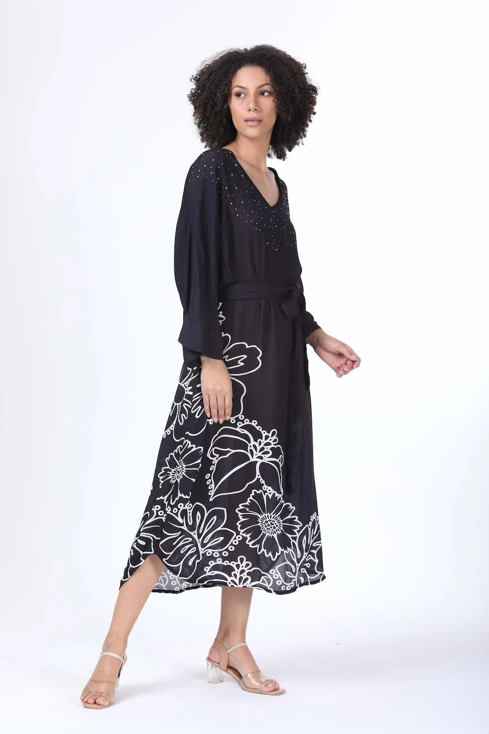 AVANTI - MIDI DRESS WITH SHORT SLEEVE