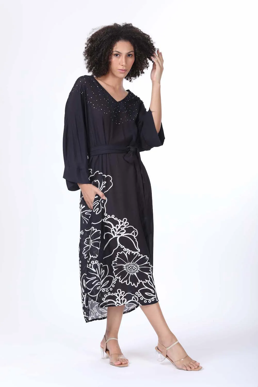 AVANTI - MIDI DRESS WITH SHORT SLEEVE