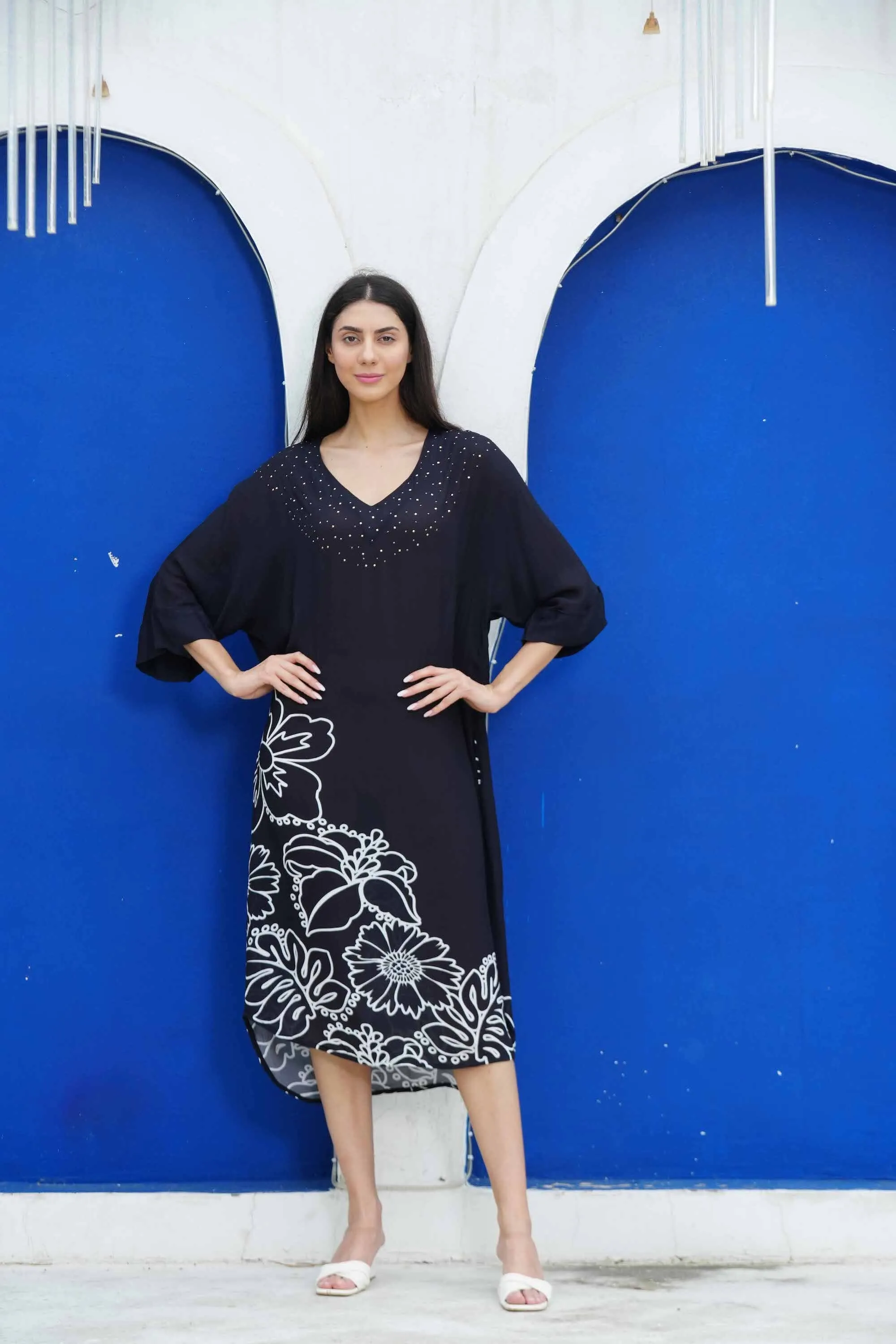 AVANTI - MIDI DRESS WITH SHORT SLEEVE