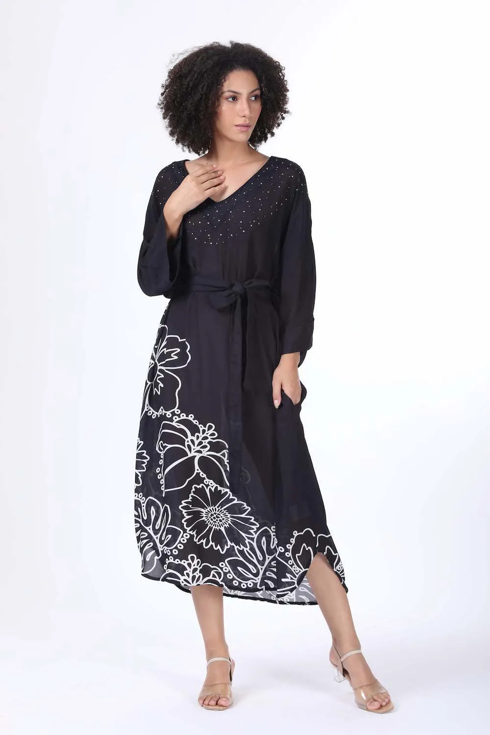 AVANTI - MIDI DRESS WITH SHORT SLEEVE