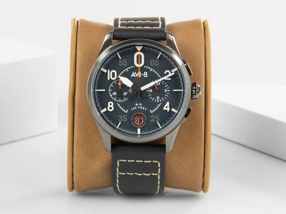 AVI-8 Spitfire Lock Chronograph Channel Blue Quartz Watch,  42 mm, AV-4089-04