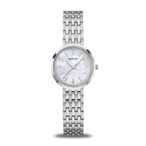Bering Ladies Classic Steel Link Watch with Mother of Pearl Dial