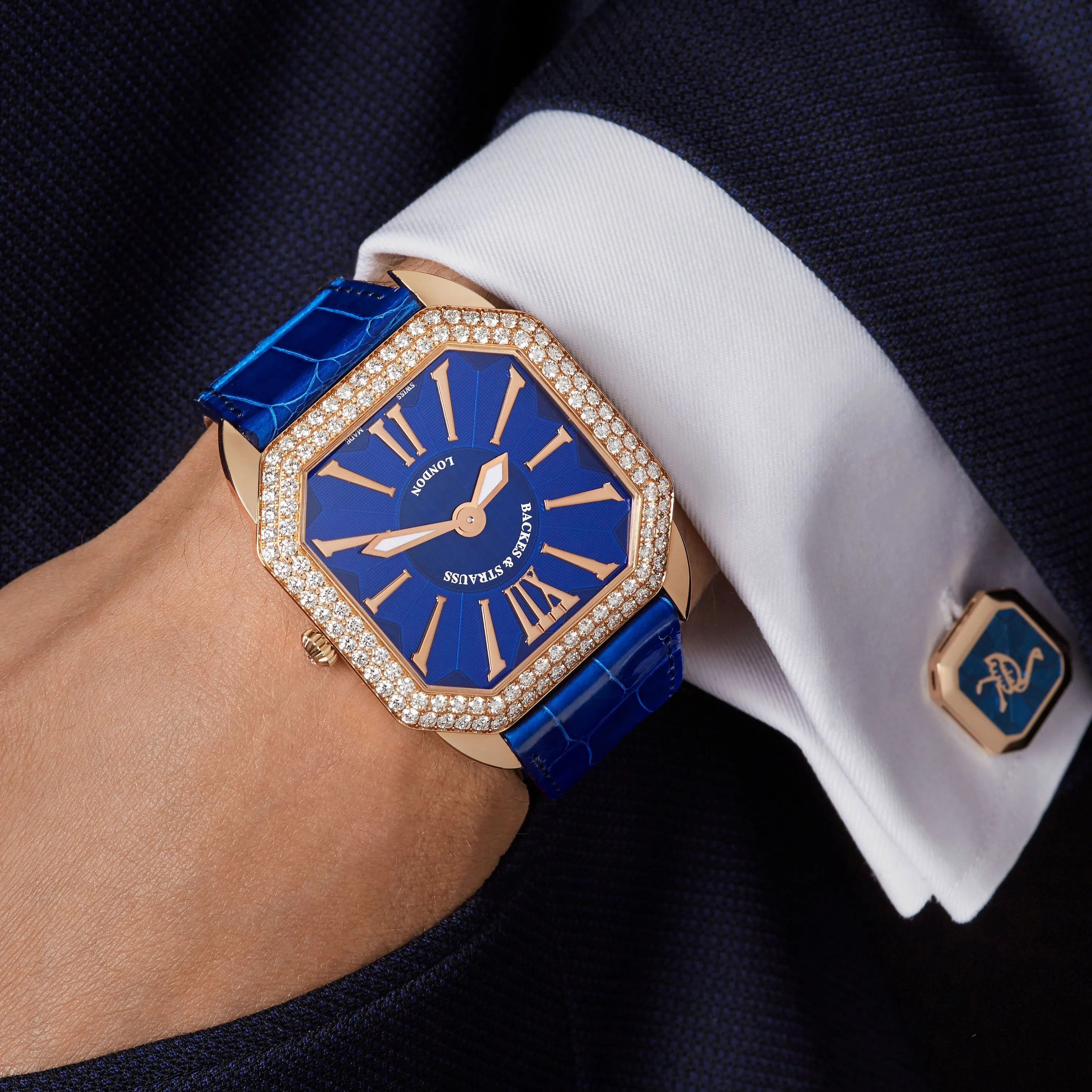 Berkeley Renaissance 43 Luxury Diamond Watch for Men - 43 mm 18kt Rose Gold - Backes & Strauss