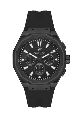 BEVERLY HILLS POLO CLUB Men’s Black Chronograph Silicone Watch – BP3557X.651