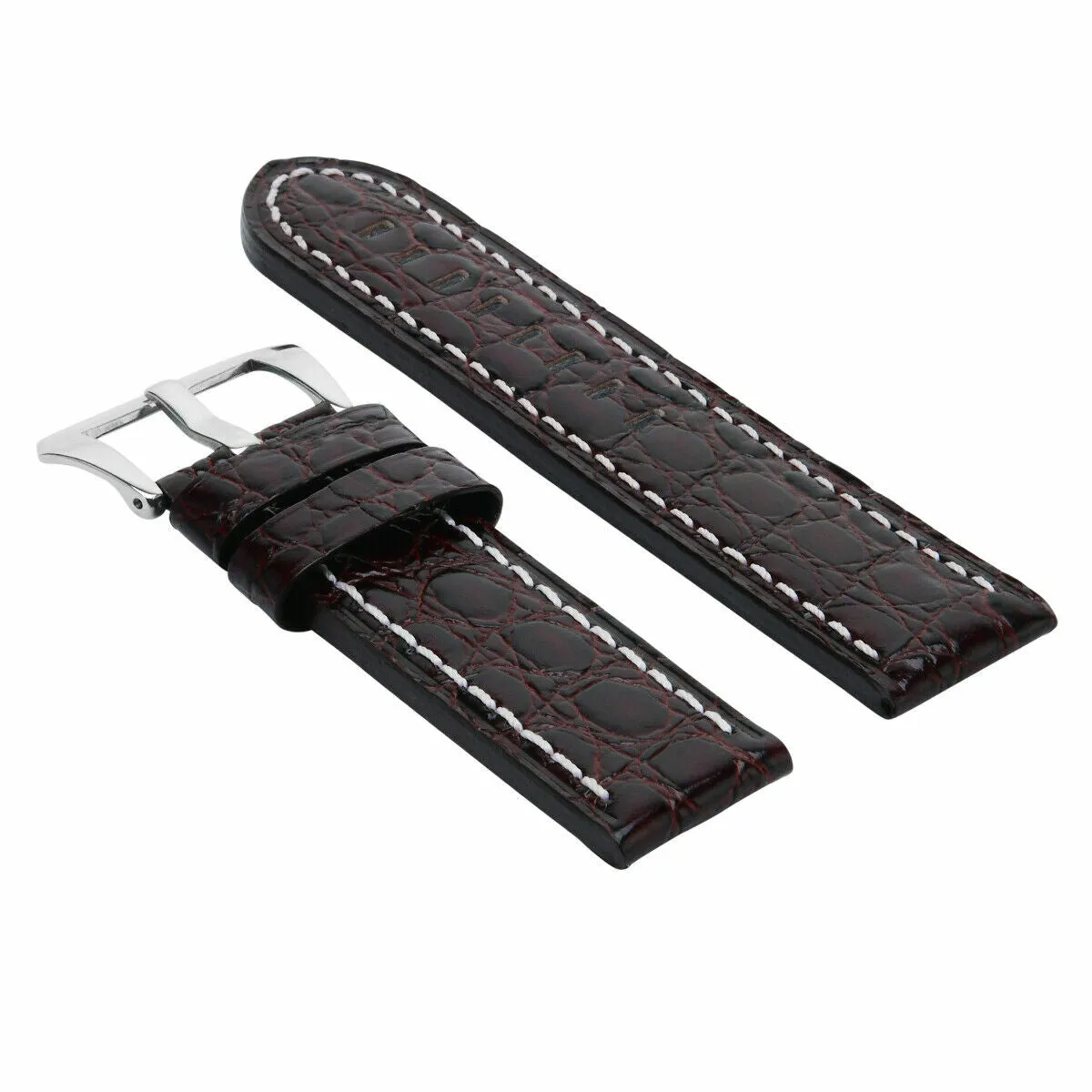 BIG 24MM PAM LEATHER BAND STRAP FOR 44MM PANERAI GMT D/BROWN WS BRUSH BUCKLE