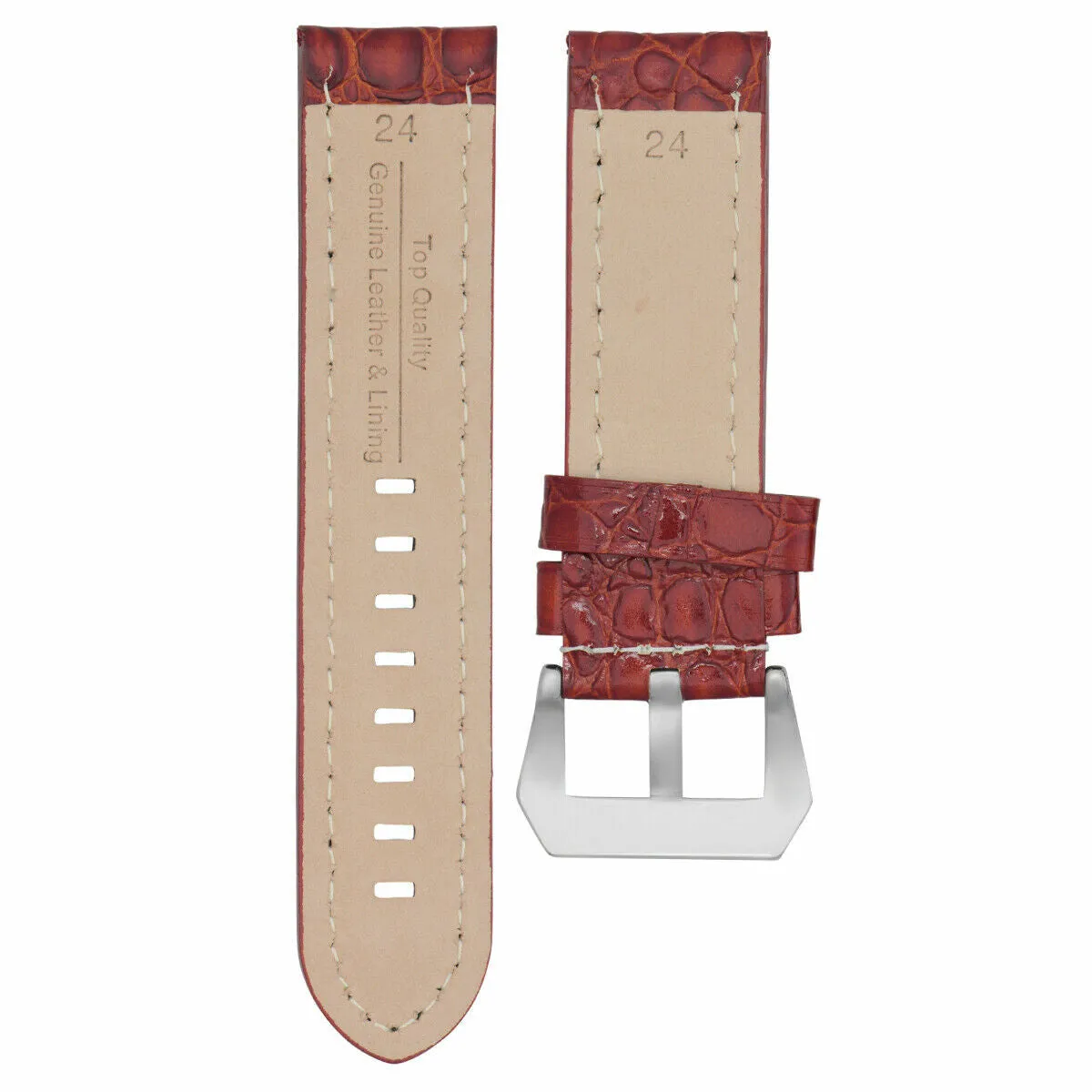 BIG 24MM PAM LEATHER WATCH BAND STRAP FOR 44MM PANERAI MARINA BROWN WS BRUSH