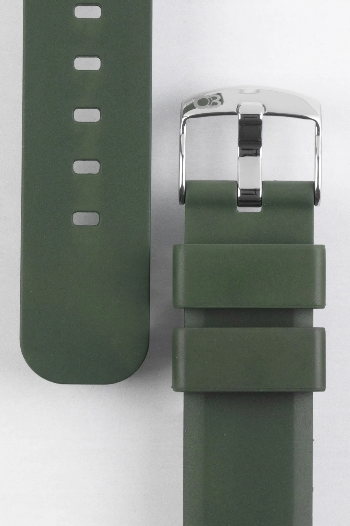 Bonetto Cinturini 317 Premium Rubber Watch Strap in DARK GREEN