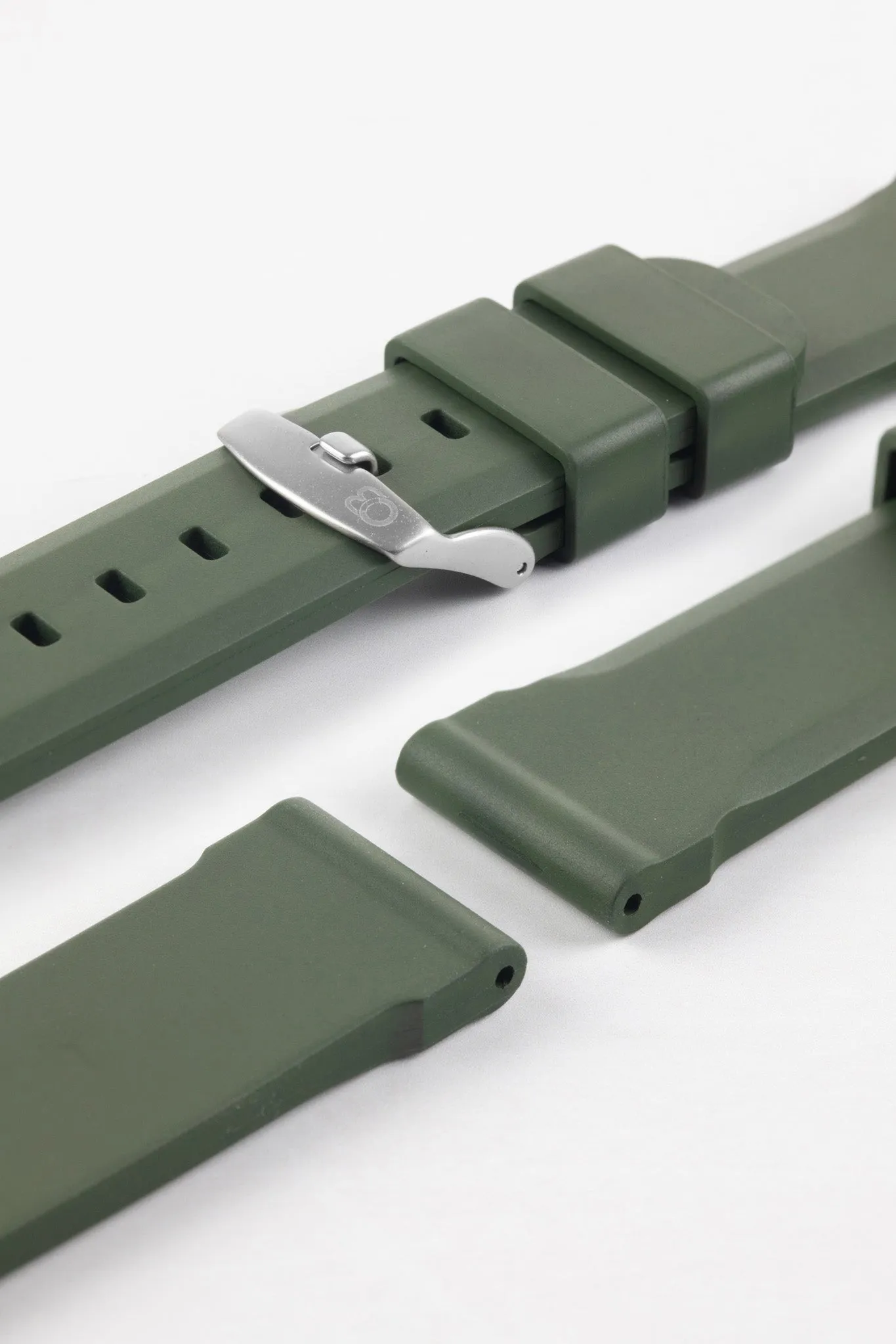 Bonetto Cinturini 317 Premium Rubber Watch Strap in DARK GREEN