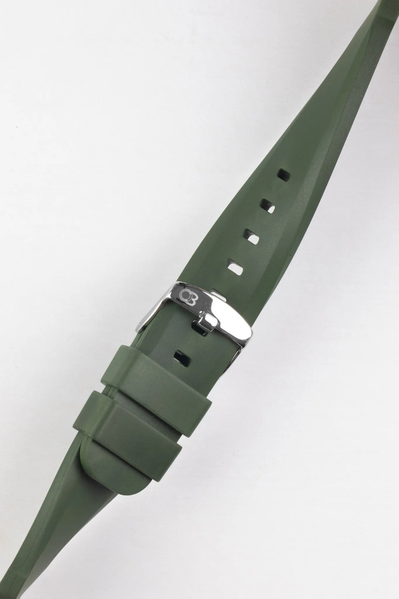Bonetto Cinturini 317 Premium Rubber Watch Strap in DARK GREEN