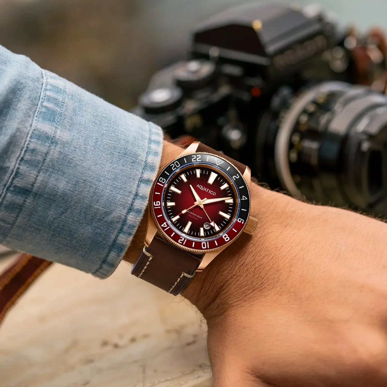 Bronze Sea Star GMT Red Dial Red and Black Bezel Inlay