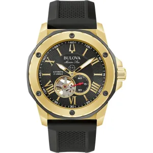 Bulova Marine Star Black Rubber Band Men's Watch 98A272