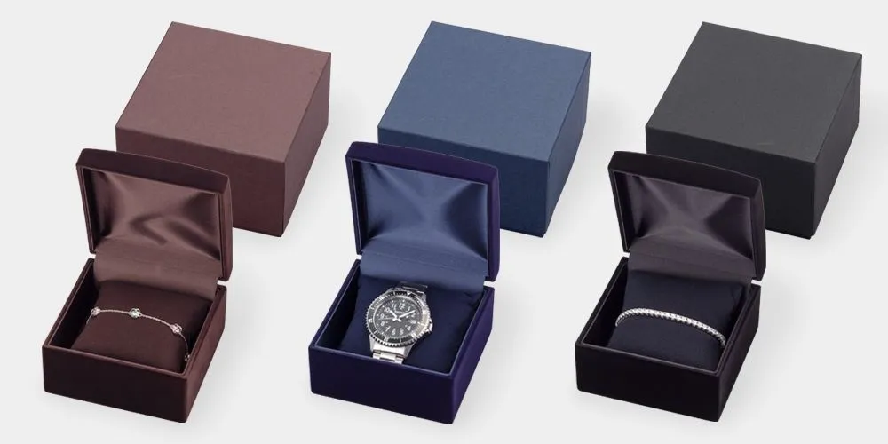 Cases for watches, bangles and bracelets with cushions, flocking fabric RS series, 10 pieces, RS-140-W