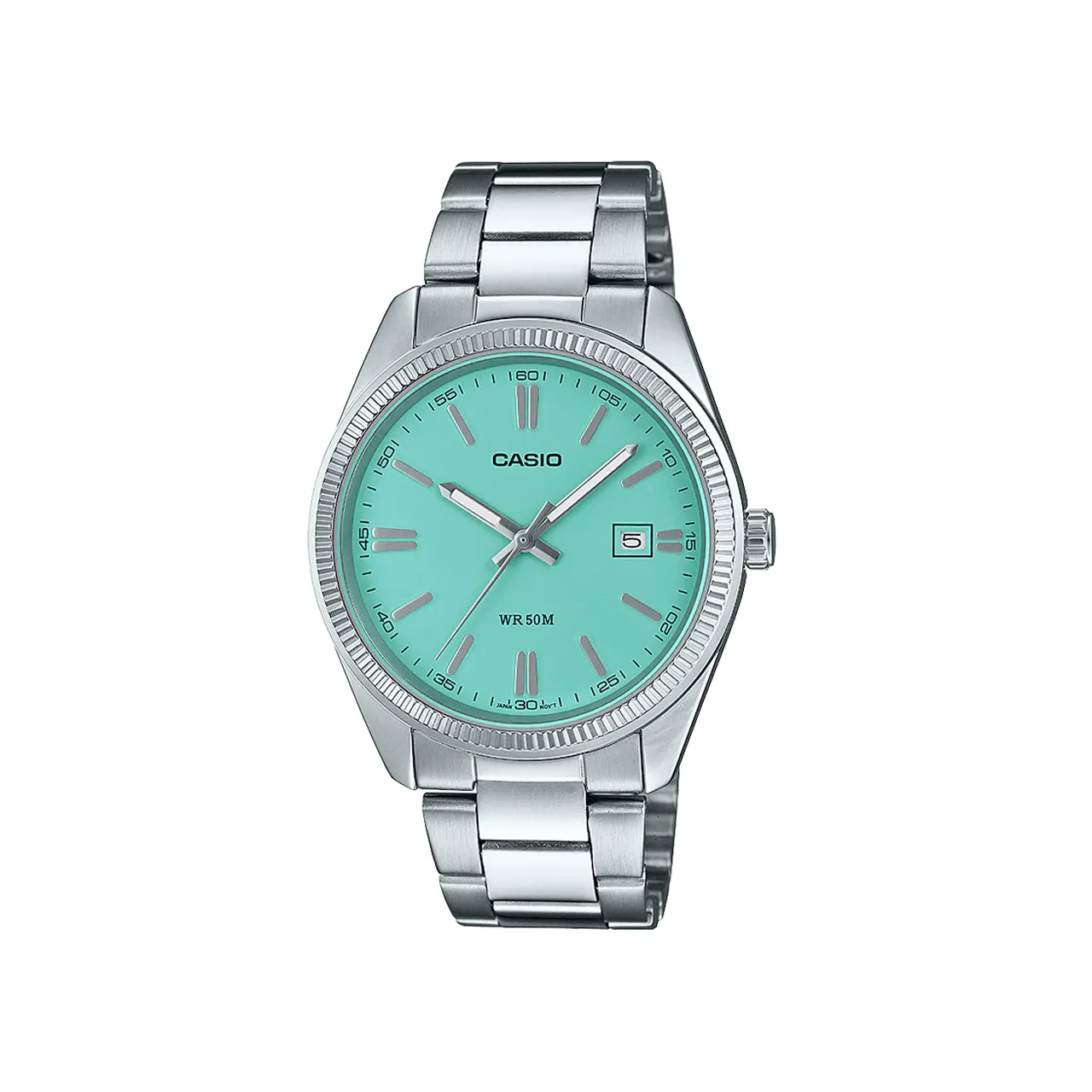 Casio Vintage Silver Turquoise Blue Retro Classic Watch - MTP1302PD-2A2