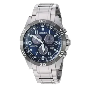 Citizen Men Eco-Drive Blue Dial Silver Titanium Strap Casual Watch - BL5558-58L