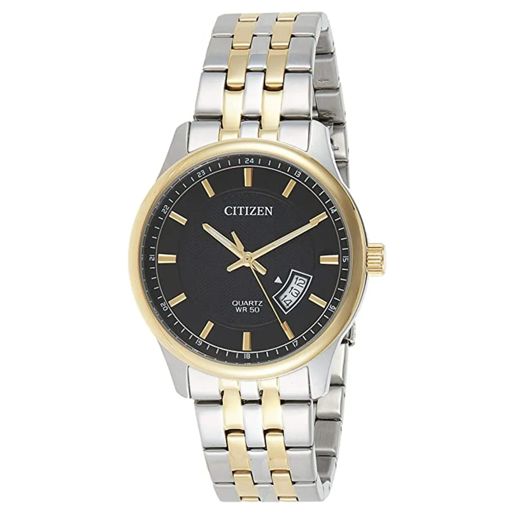 Citizen Men's Black Dial Two-Tone Stainless Steel Quartz Watch - BI1054-80E