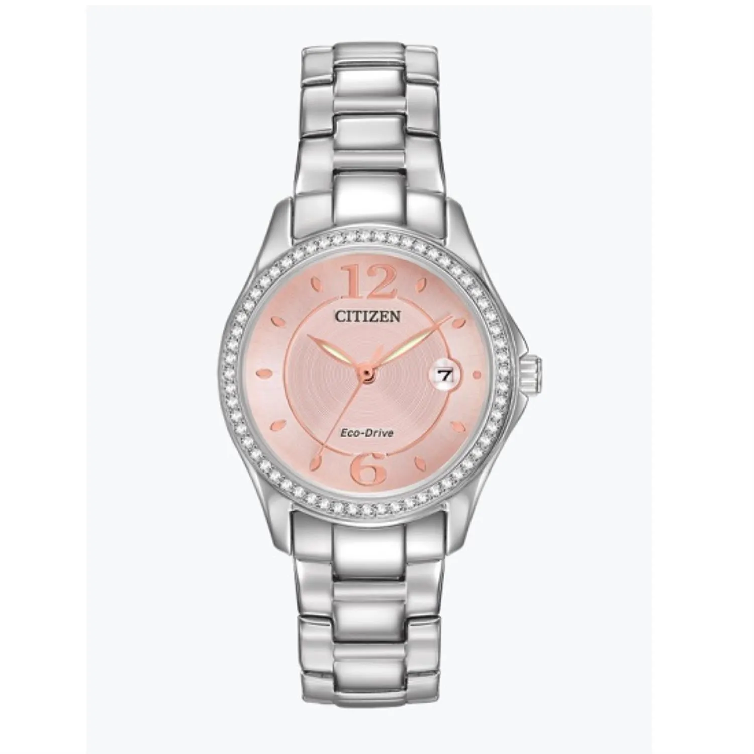 Citizen Watch with 29MM Pink Round Dial and Stainless Steel Bracelet. FE1140-86X