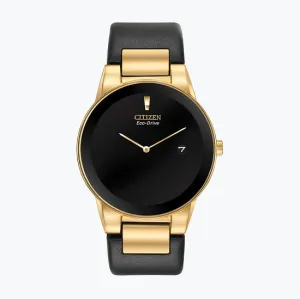 Citizen Watch with 40MM Black Round Dial and Leather Strap. AU1062-05E