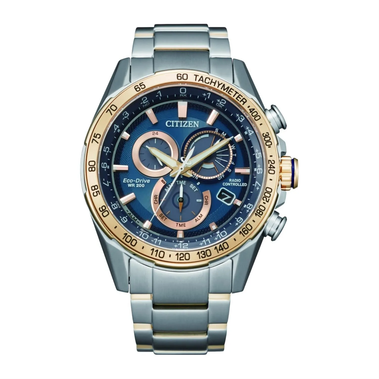 Citizen Watch with 43MM Blue Round Dial and Stainless Steel Bracelet. CB5916-59L