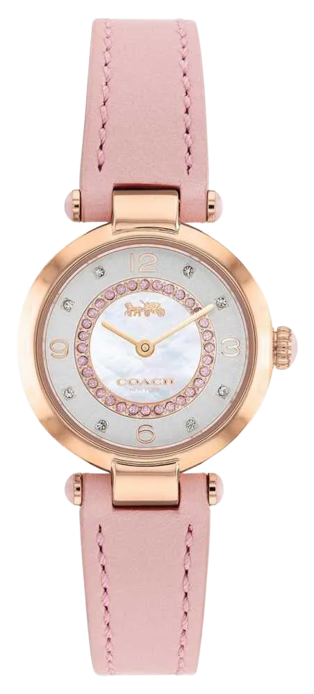 Coach Cary Mother Of Pearl Dial Pink Leather Strap Women's Watch 14503896