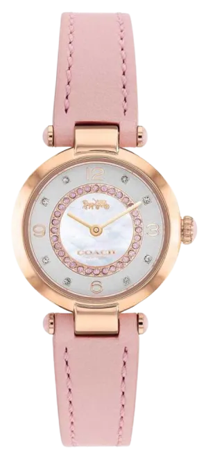 Coach Cary Mother Of Pearl Dial Pink Leather Strap Women's Watch 14503896