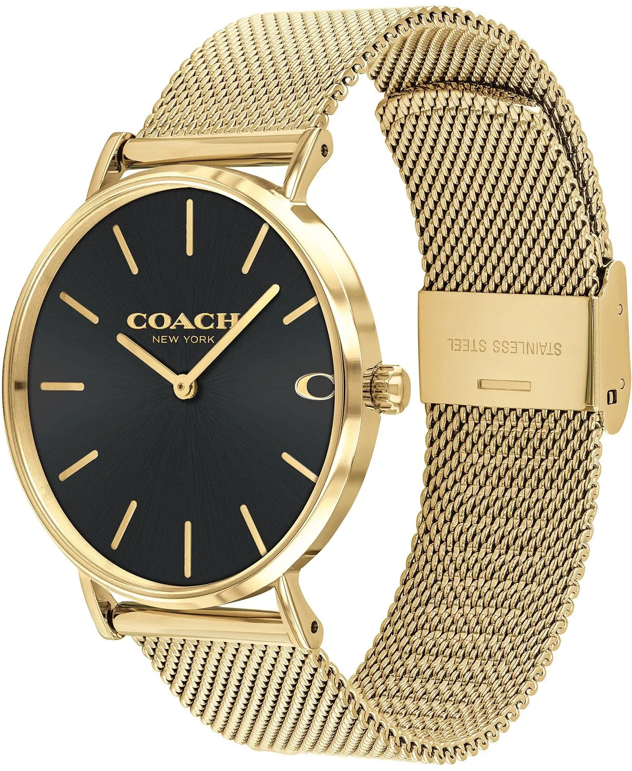 Coach Charles Gold-Tone Mesh Bracelet Men's Watch 14602440