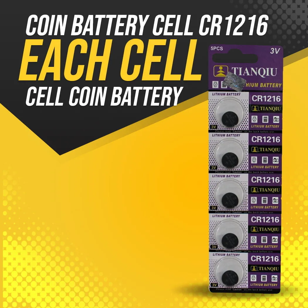 Coin Battery Cell CR1216 - Each Cell - Cell Coin Battery | Button Cell | Button Battery | Cell