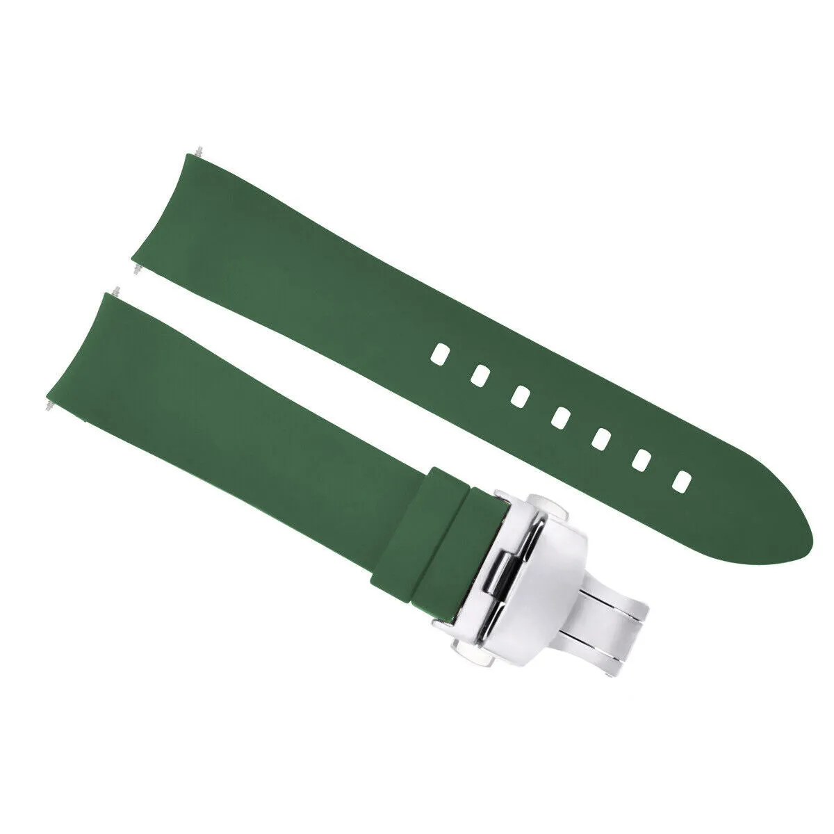 CURVED END SILICONE RUBBER STRAP FOR OMEGA SEAMASTER - 24MM
