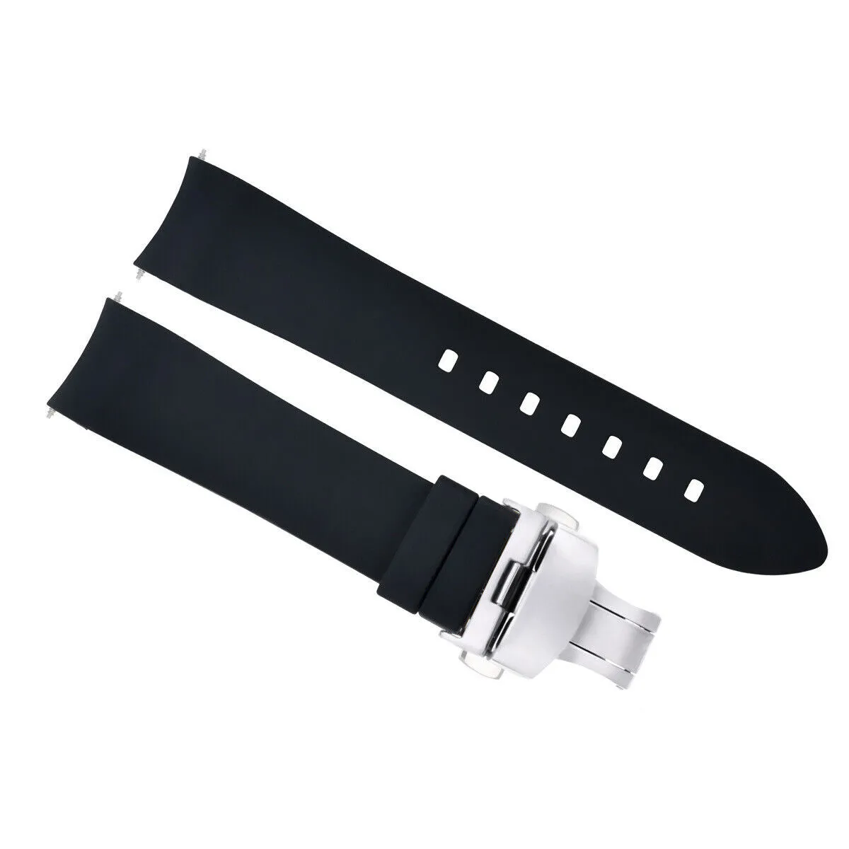 CURVED END SILICONE RUBBER STRAP FOR OMEGA SEAMASTER - 24MM