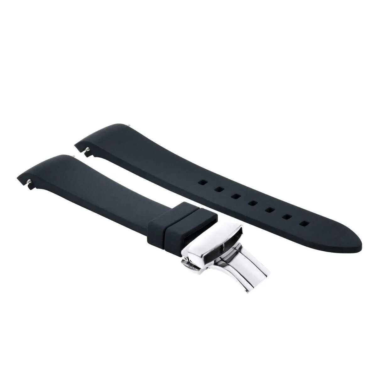 CURVED END SILICONE RUBBER STRAP FOR OMEGA SEAMASTER - 24MM