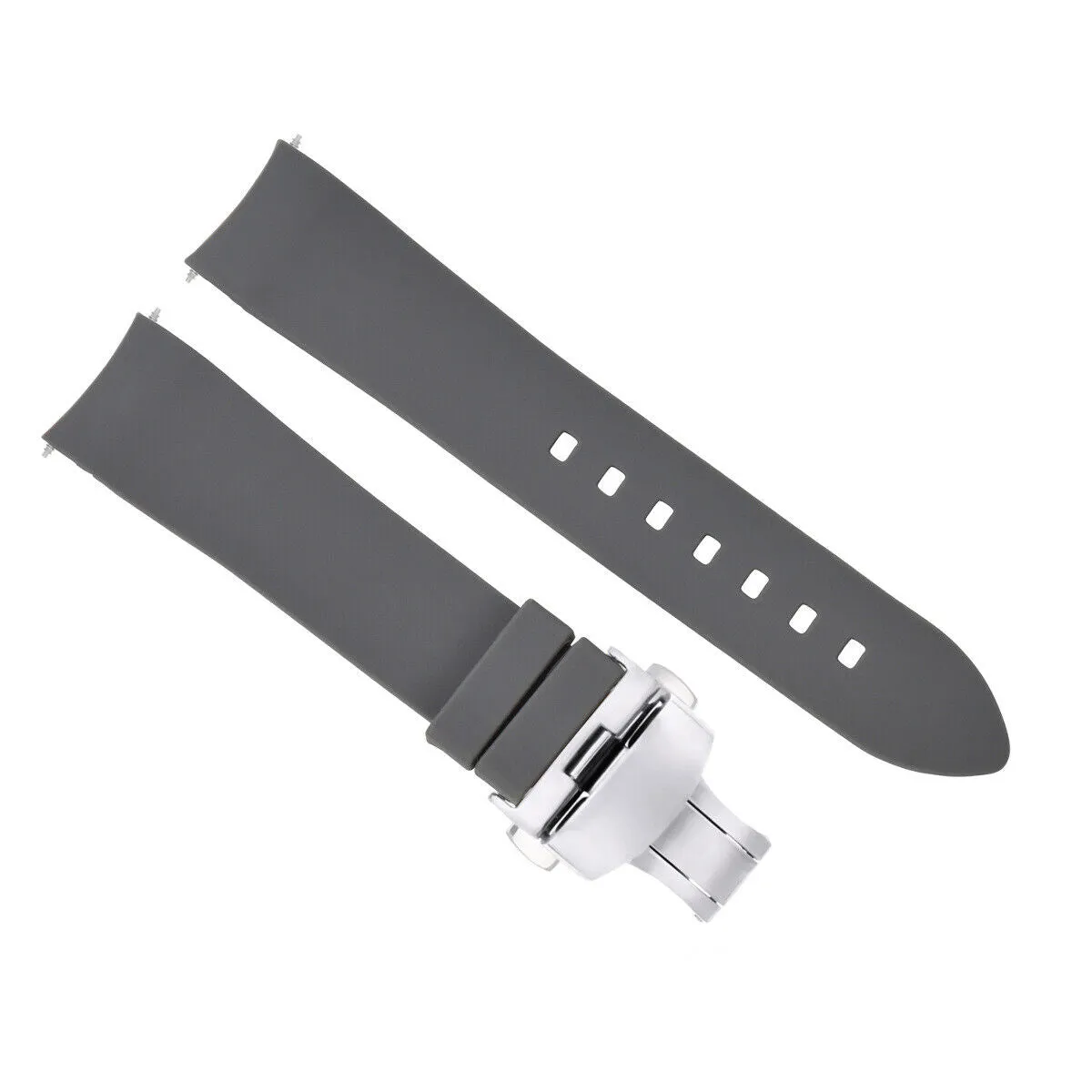CURVED END SILICONE RUBBER STRAP FOR OMEGA SEAMASTER - 24MM