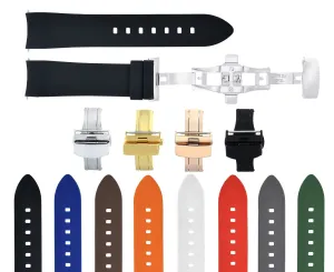 CURVED END SILICONE RUBBER STRAP FOR OMEGA SEAMASTER - 24MM