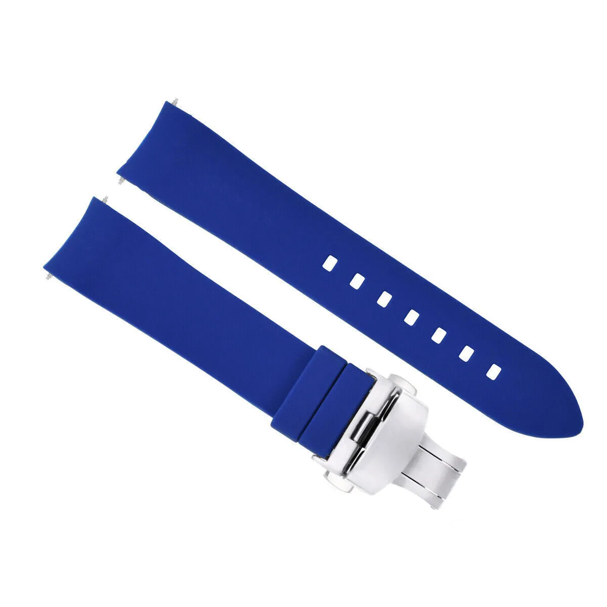CURVED END SILICONE RUBBER STRAP FOR OMEGA SEAMASTER - 24MM