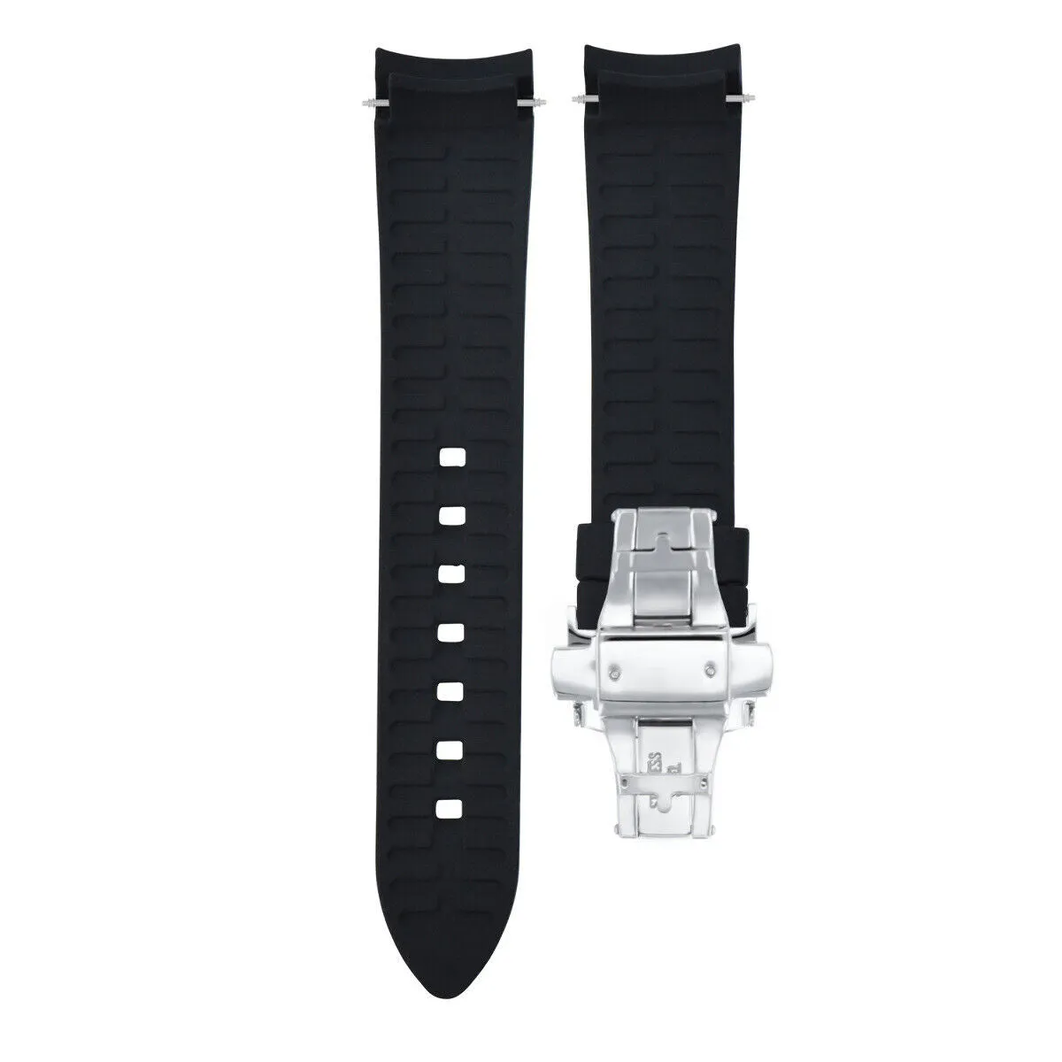 CURVED END SILICONE RUBBER STRAP FOR OMEGA SEAMASTER - 24MM