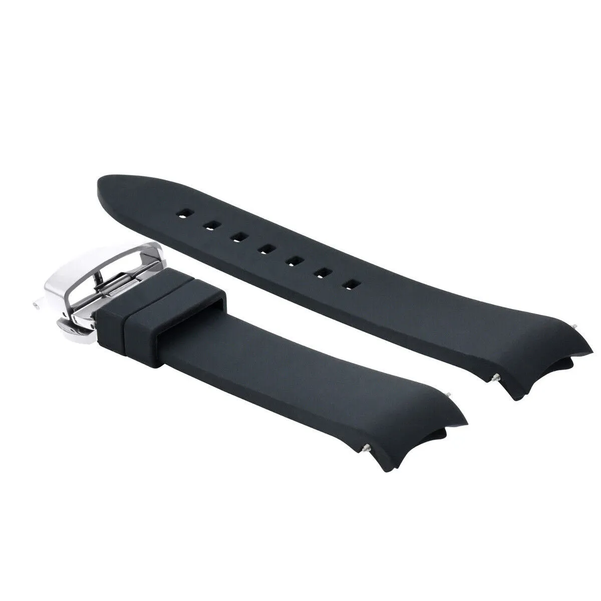 CURVED END SILICONE RUBBER STRAP FOR OMEGA SEAMASTER - 24MM