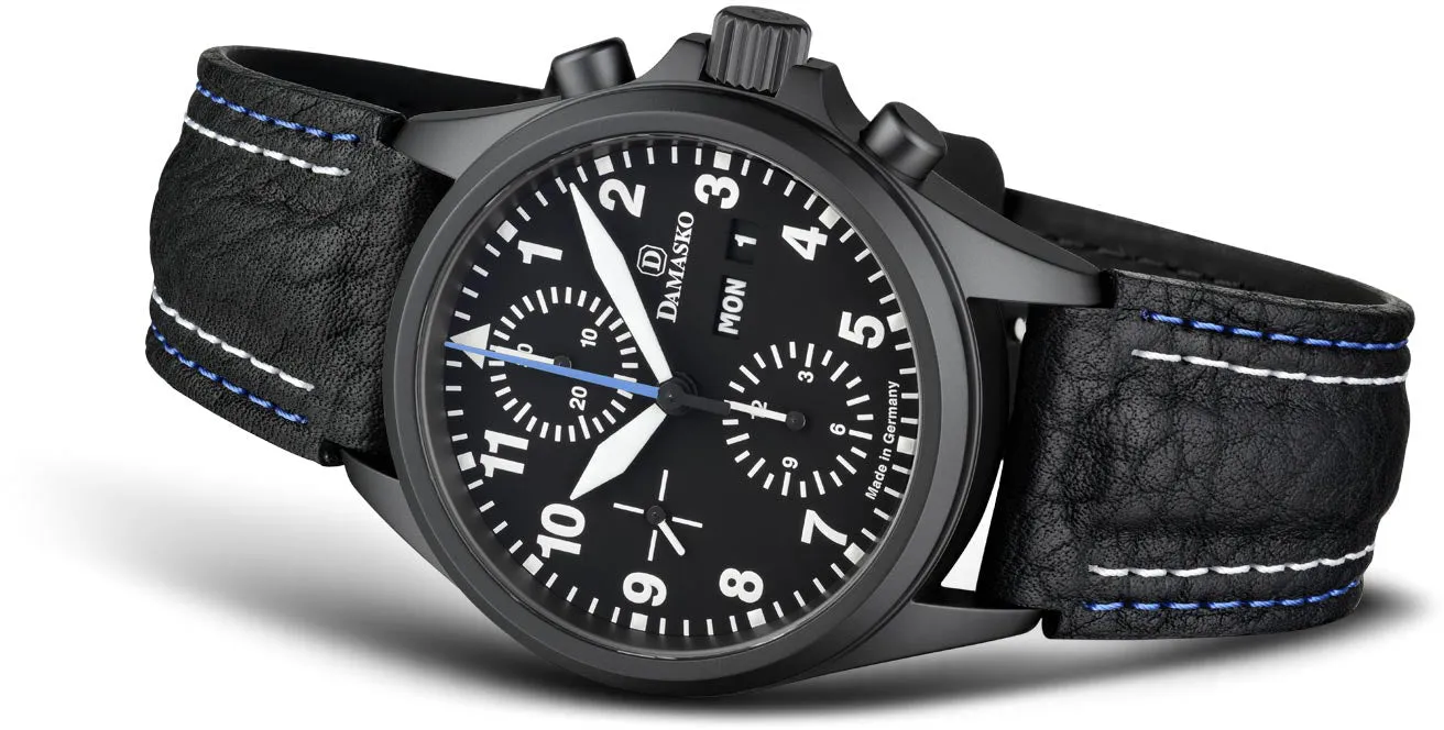 Damasko Watch DC 58 Black PVD Leather Pin D