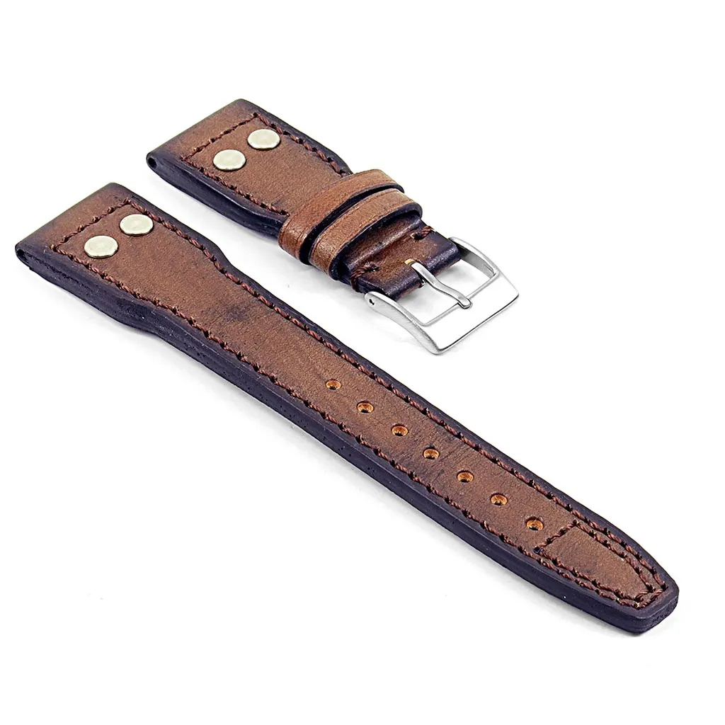 DASSARI Continental Vintage Italian Leather Strap w/ Rivets - Short Length