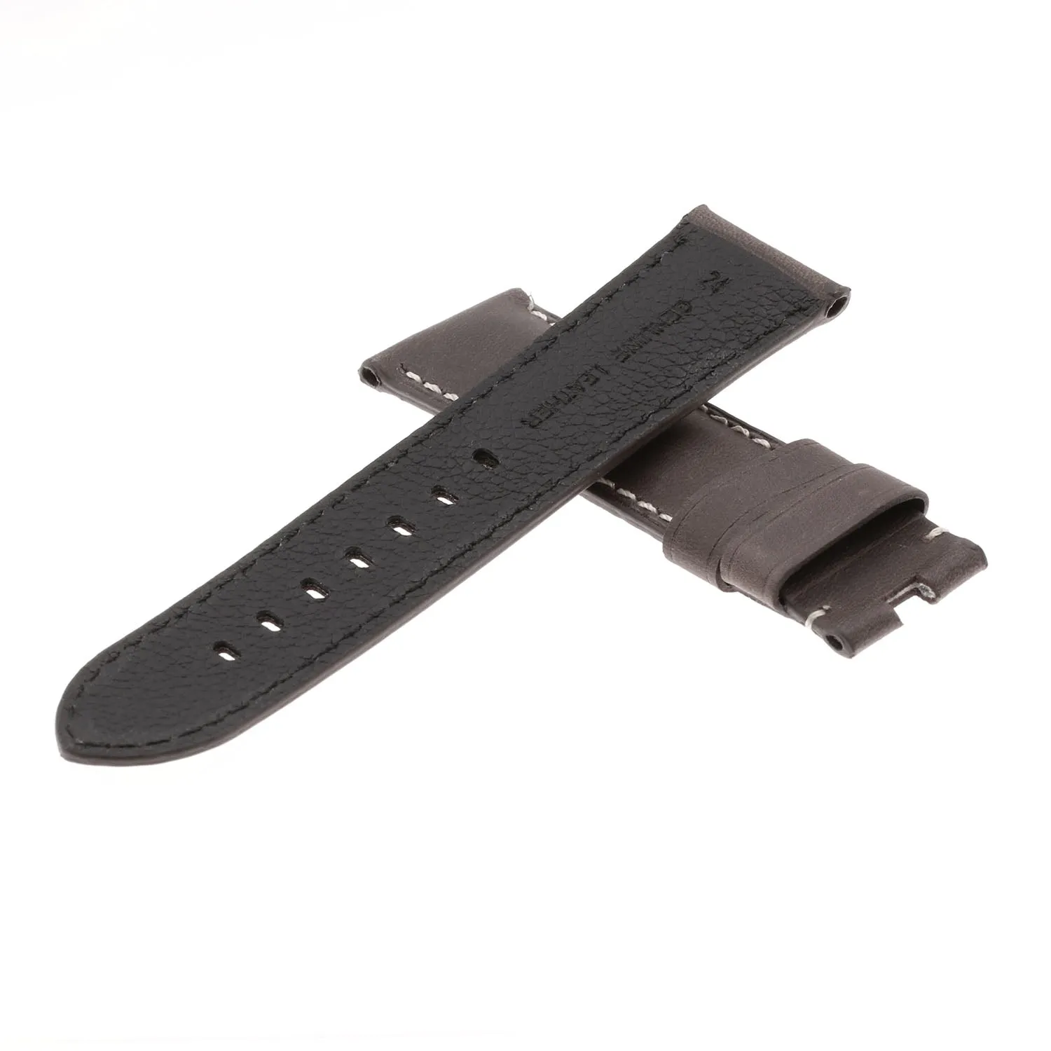 DASSARI Vintage Leather Strap for Deployant Clasp - Coffee Brown