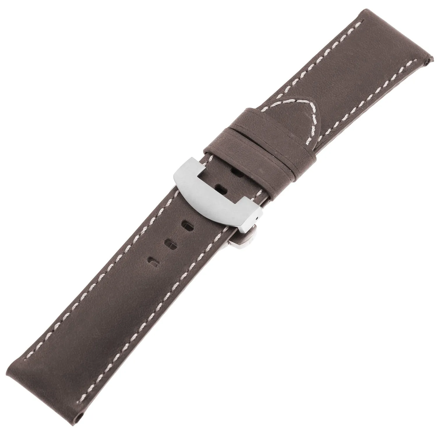 DASSARI Vintage Leather Strap for Deployant Clasp - Coffee Brown