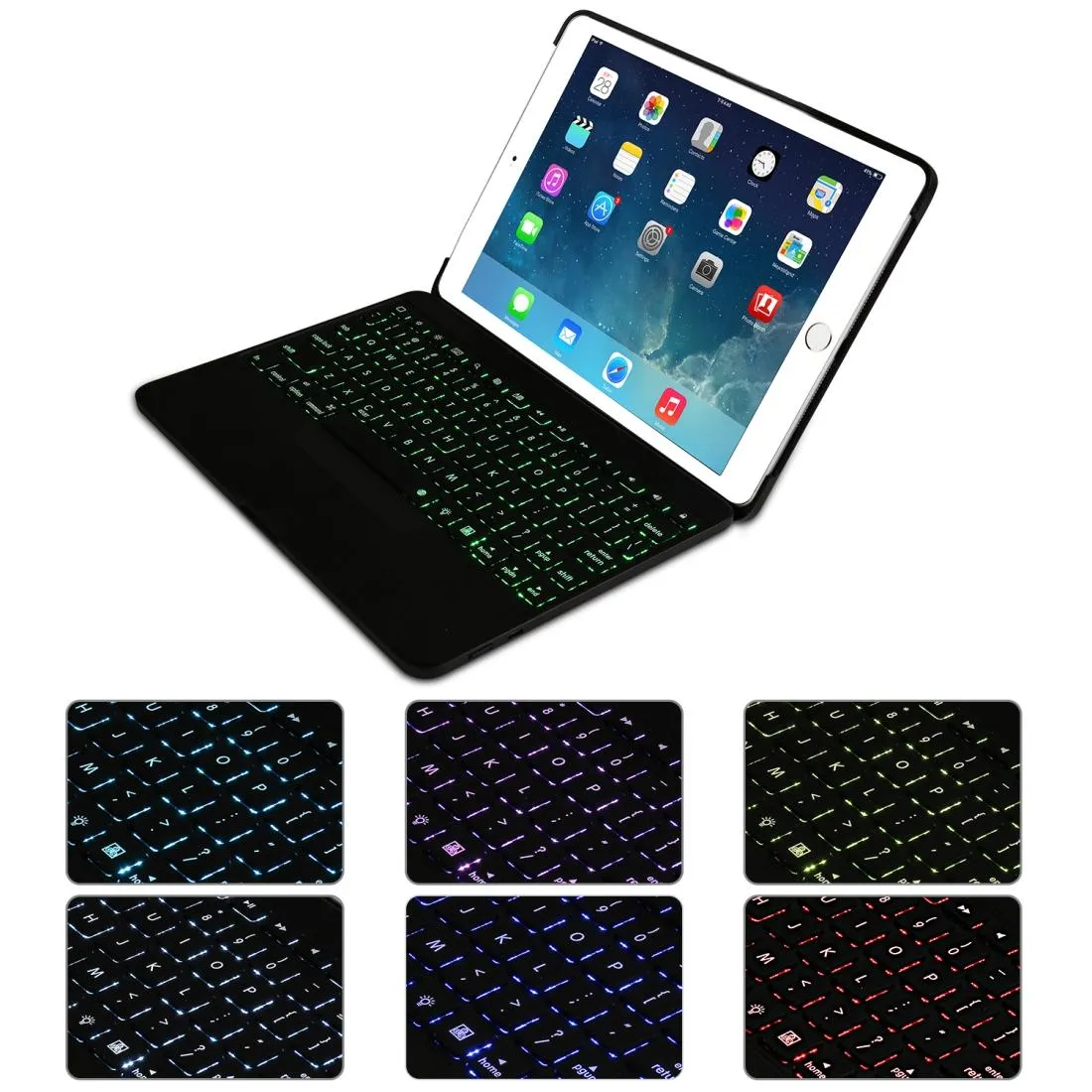 Detachable Bluetooth Keyboard Case For Ipad Air 2 / 9.7 2018 / 2017 / Pro 9.7 - Colourful Backlight