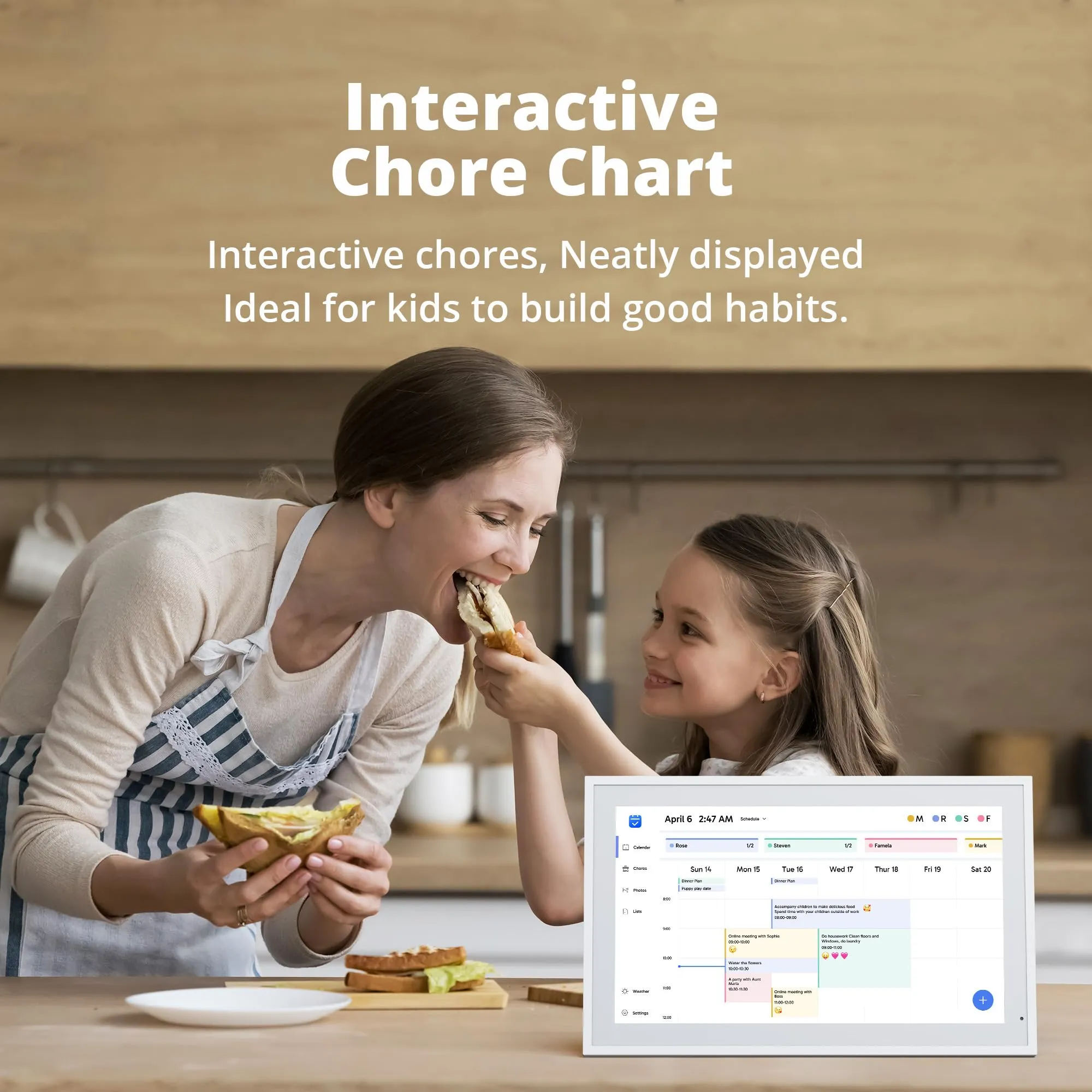 Dragon Touch 21.5" Digital Calendar Chore Chart  1080P Full HD Interactive Touchscreen, Smart Family Planner, Hearth Display Digital Calendar Wall & Desk Mountable for Seamless Scheduling