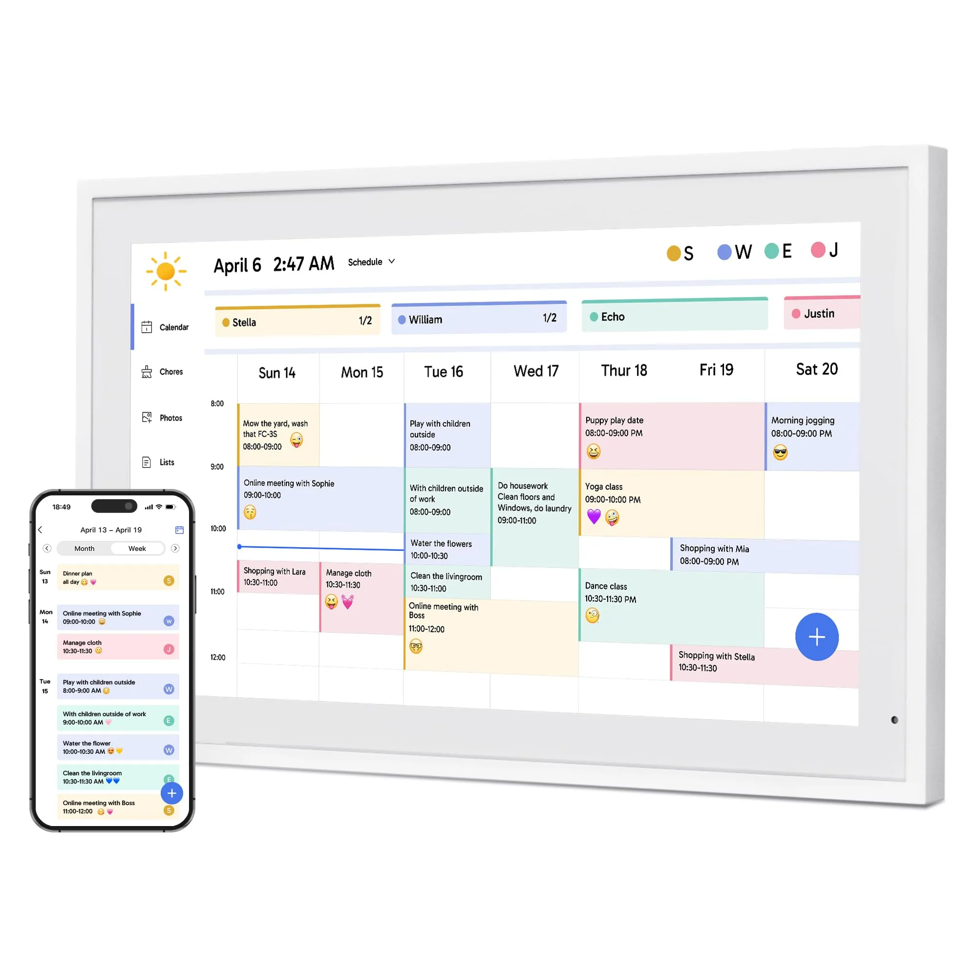 Dragon Touch 21.5" Digital Calendar Chore Chart  1080P Full HD Interactive Touchscreen, Smart Family Planner, Hearth Display Digital Calendar Wall & Desk Mountable for Seamless Scheduling