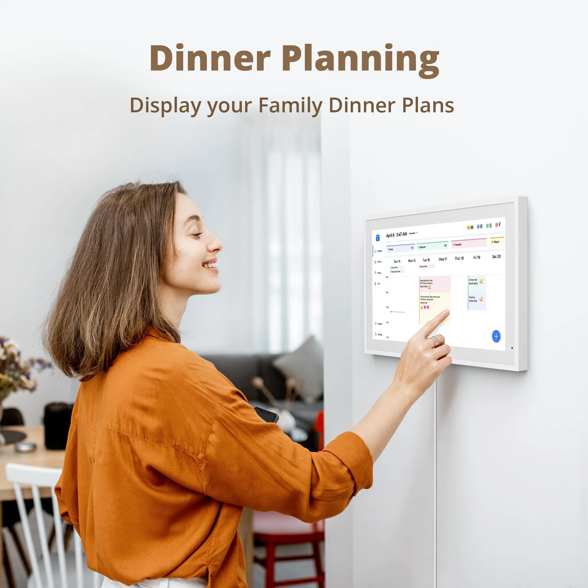 Dragon Touch 21.5" Digital Calendar Chore Chart  1080P Full HD Interactive Touchscreen, Smart Family Planner, Hearth Display Digital Calendar Wall & Desk Mountable for Seamless Scheduling