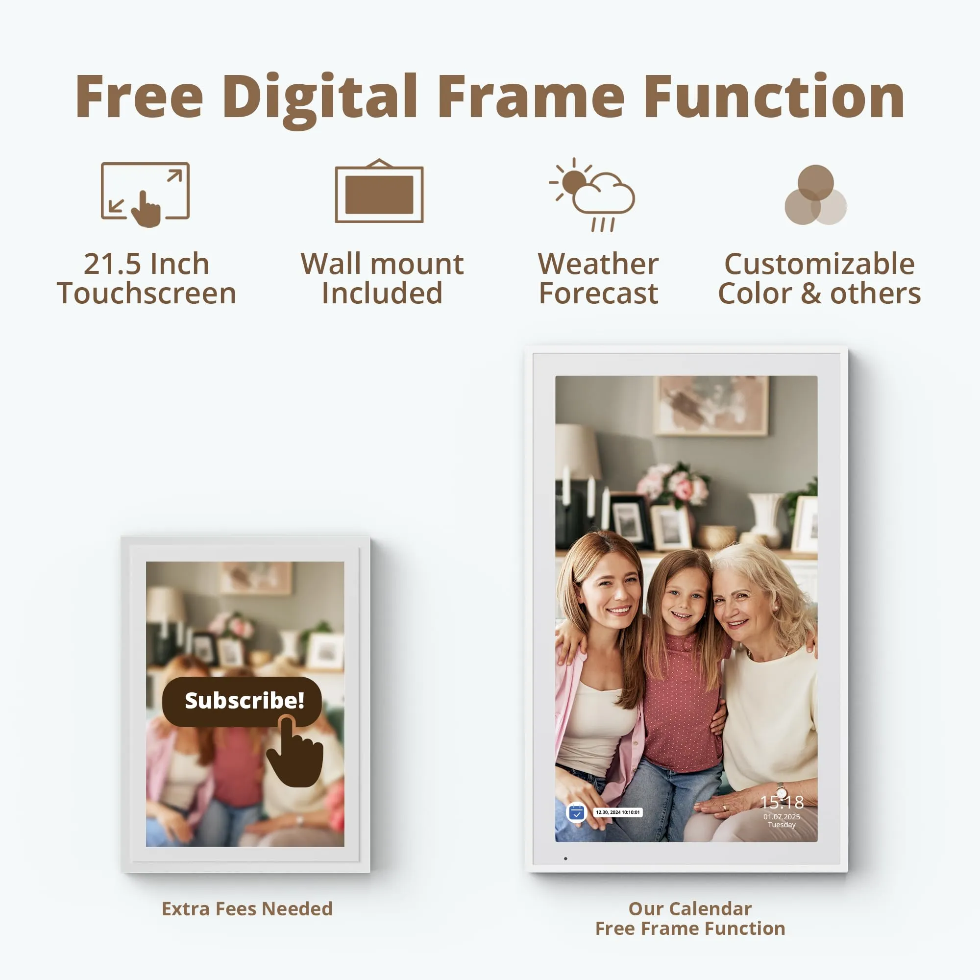 Dragon Touch 21.5" Digital Calendar Chore Chart  1080P Full HD Interactive Touchscreen, Smart Family Planner, Hearth Display Digital Calendar Wall & Desk Mountable for Seamless Scheduling